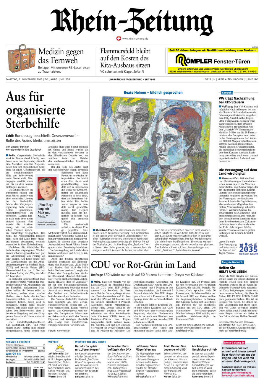 Rhein-Zeitung Kreis Altenkirchen vom Samstag, 07.11.2015