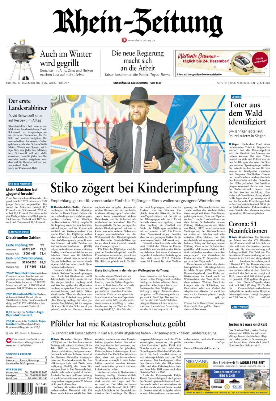 Rhein-Zeitung Kreis Altenkirchen vom Freitag, 10.12.2021