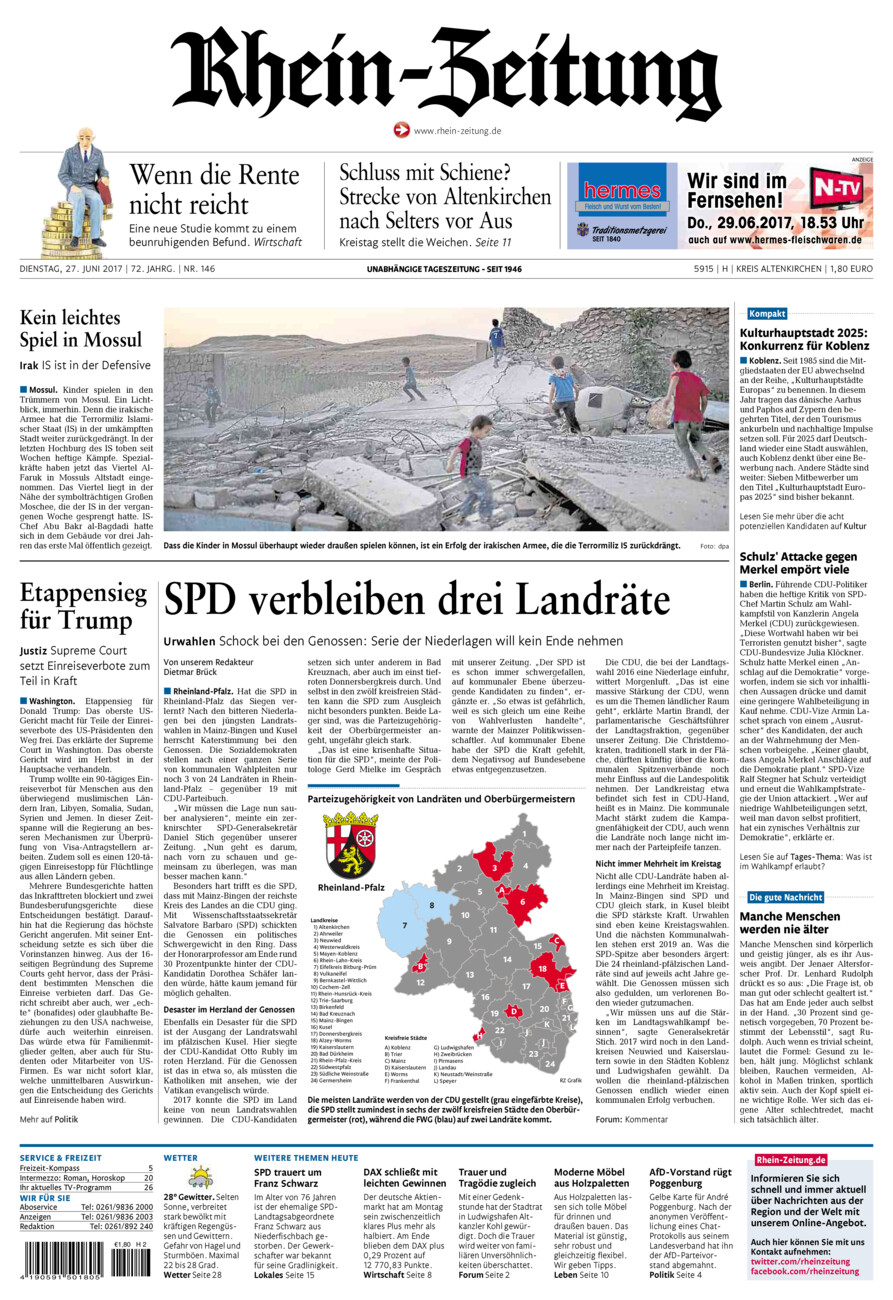 Rhein-Zeitung Kreis Altenkirchen vom Dienstag, 27.06.2017