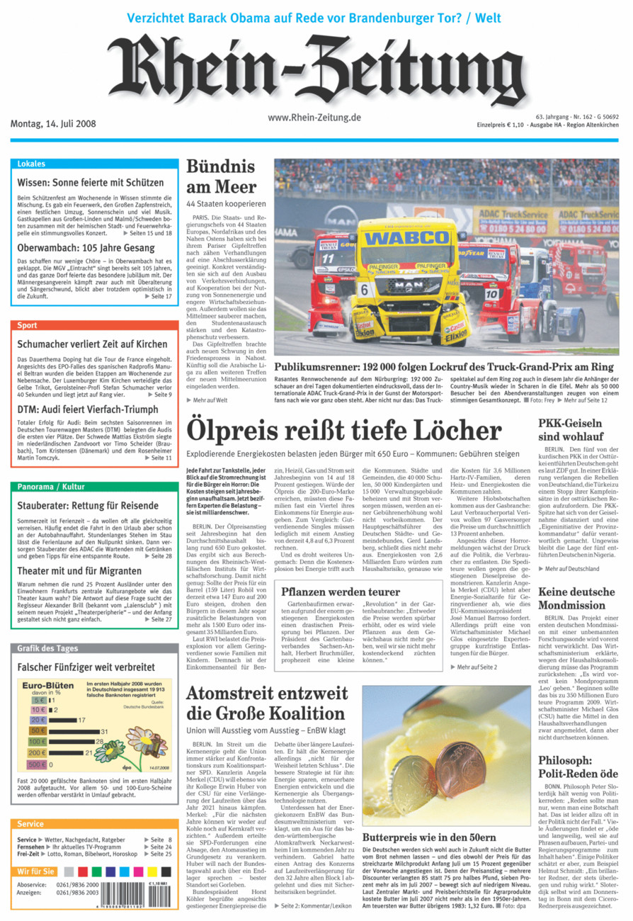 Rhein-Zeitung Kreis Altenkirchen vom Montag, 14.07.2008