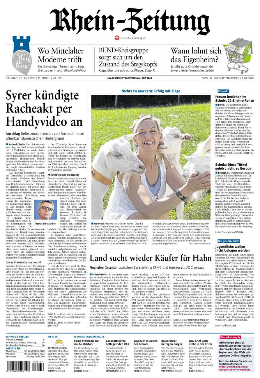 Rhein-Zeitung Kreis Altenkirchen vom Dienstag, 26.07.2016