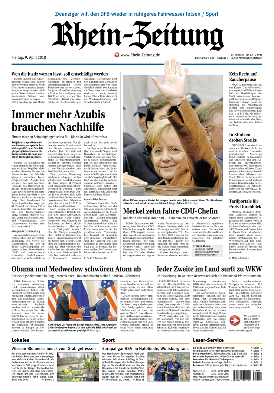 Rhein-Zeitung Kreis Altenkirchen vom Freitag, 09.04.2010