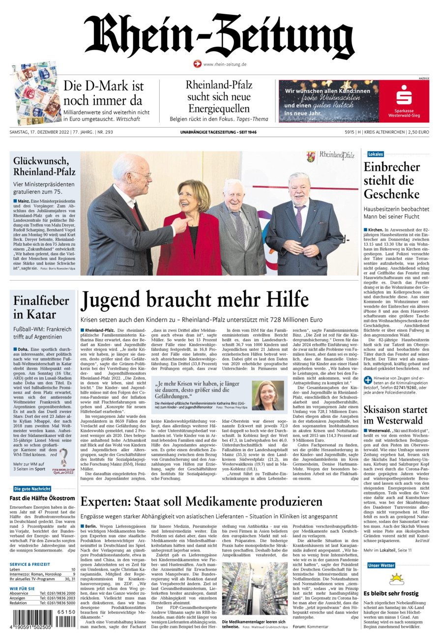 Rhein-Zeitung Kreis Altenkirchen vom Samstag, 17.12.2022