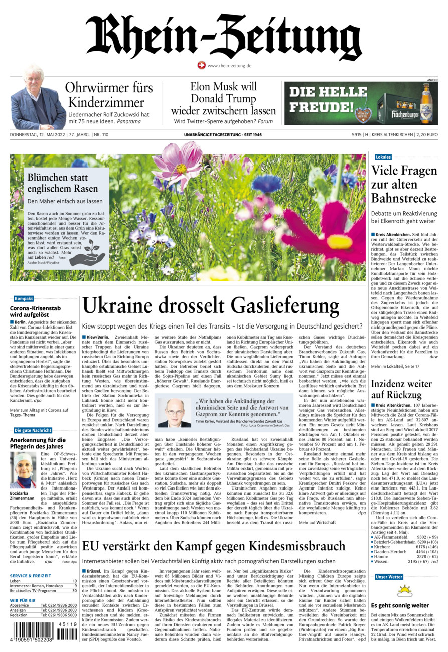 Rhein-Zeitung Kreis Altenkirchen vom Donnerstag, 12.05.2022