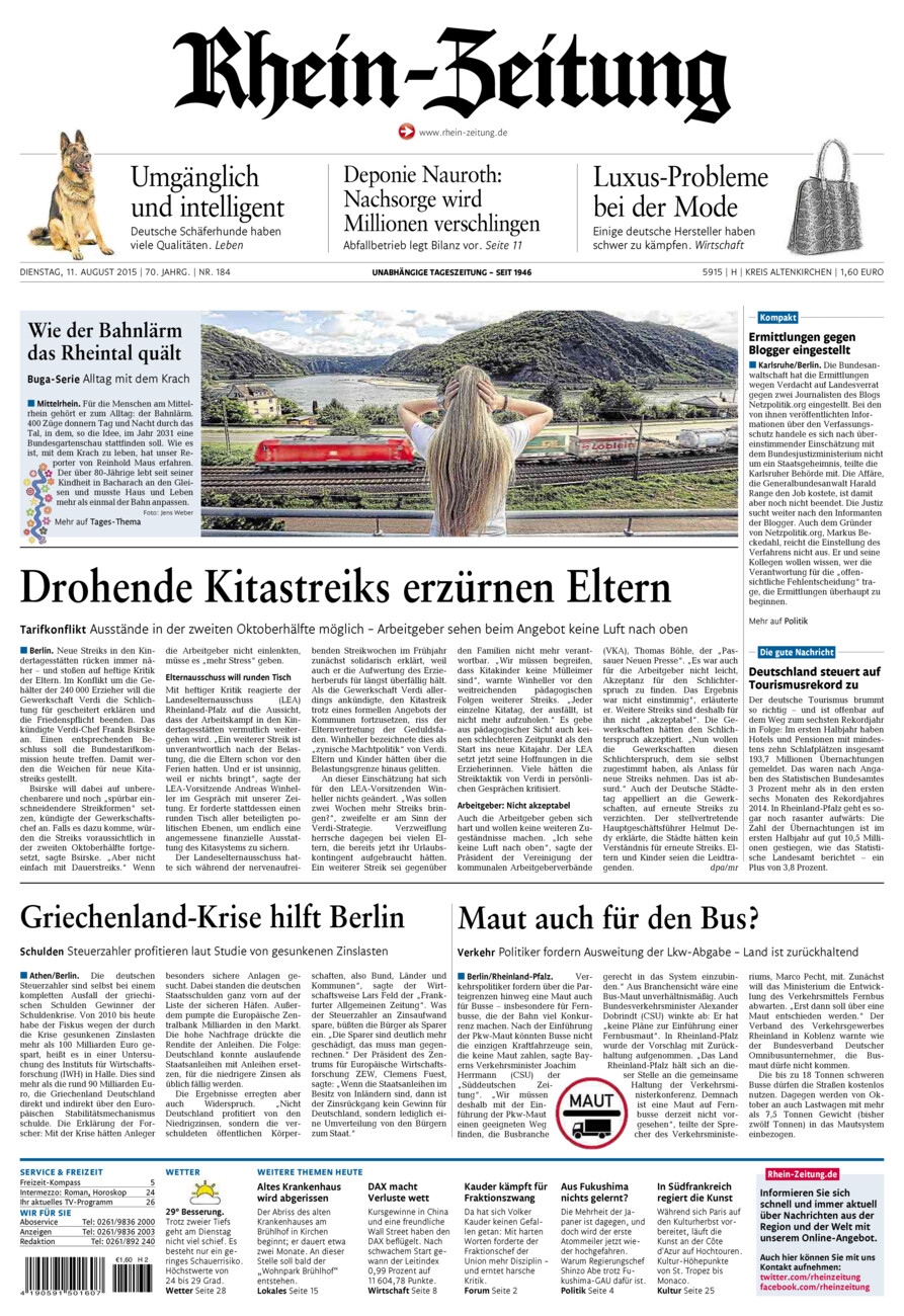 Rhein-Zeitung Kreis Altenkirchen vom Dienstag, 11.08.2015