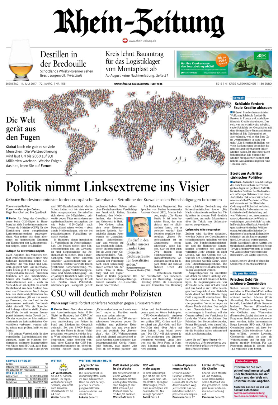 Rhein-Zeitung Kreis Altenkirchen vom Dienstag, 11.07.2017
