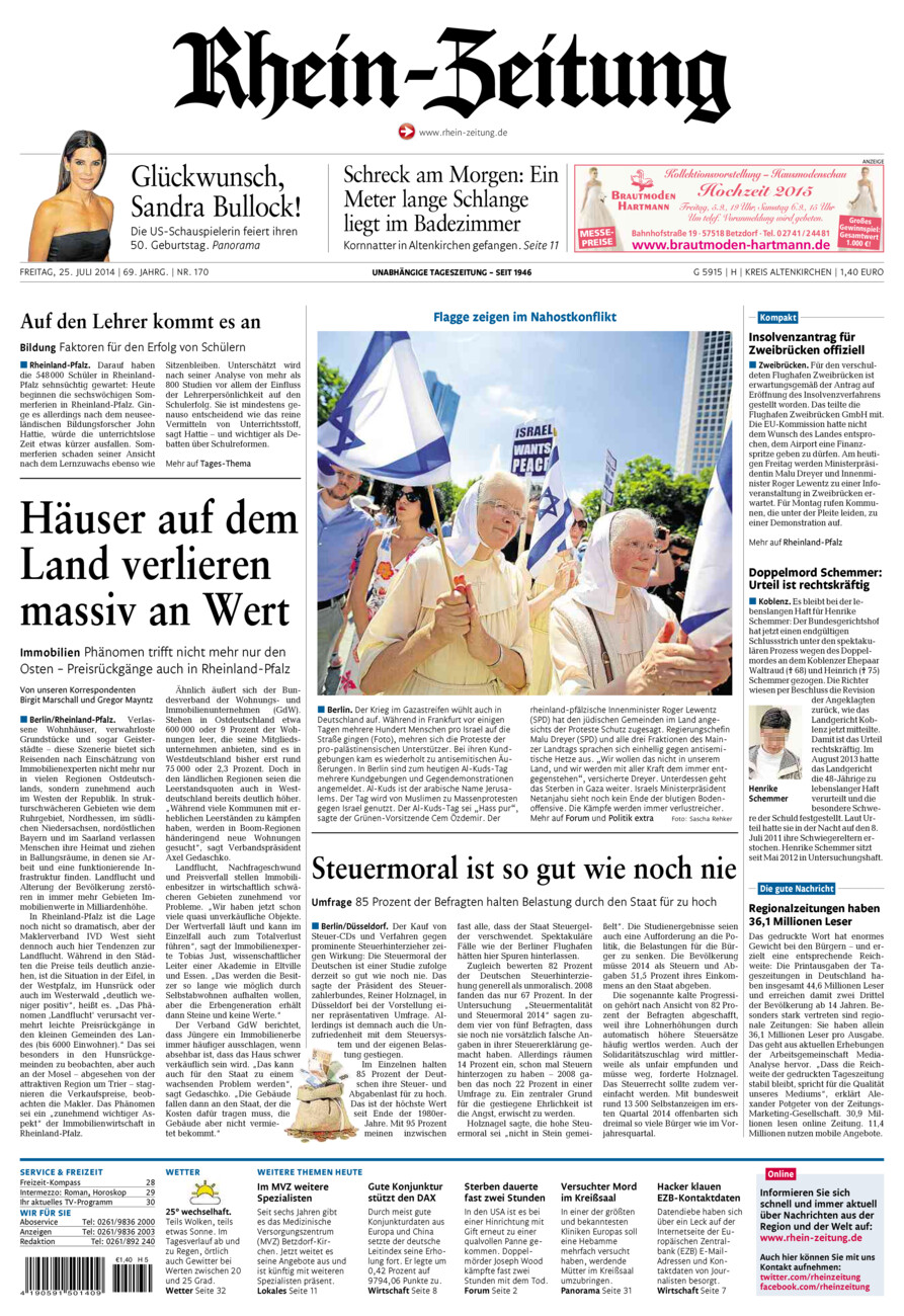 Rhein-Zeitung Kreis Altenkirchen vom Freitag, 25.07.2014