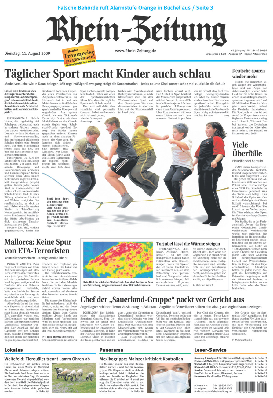 Rhein-Zeitung Kreis Altenkirchen vom Dienstag, 11.08.2009