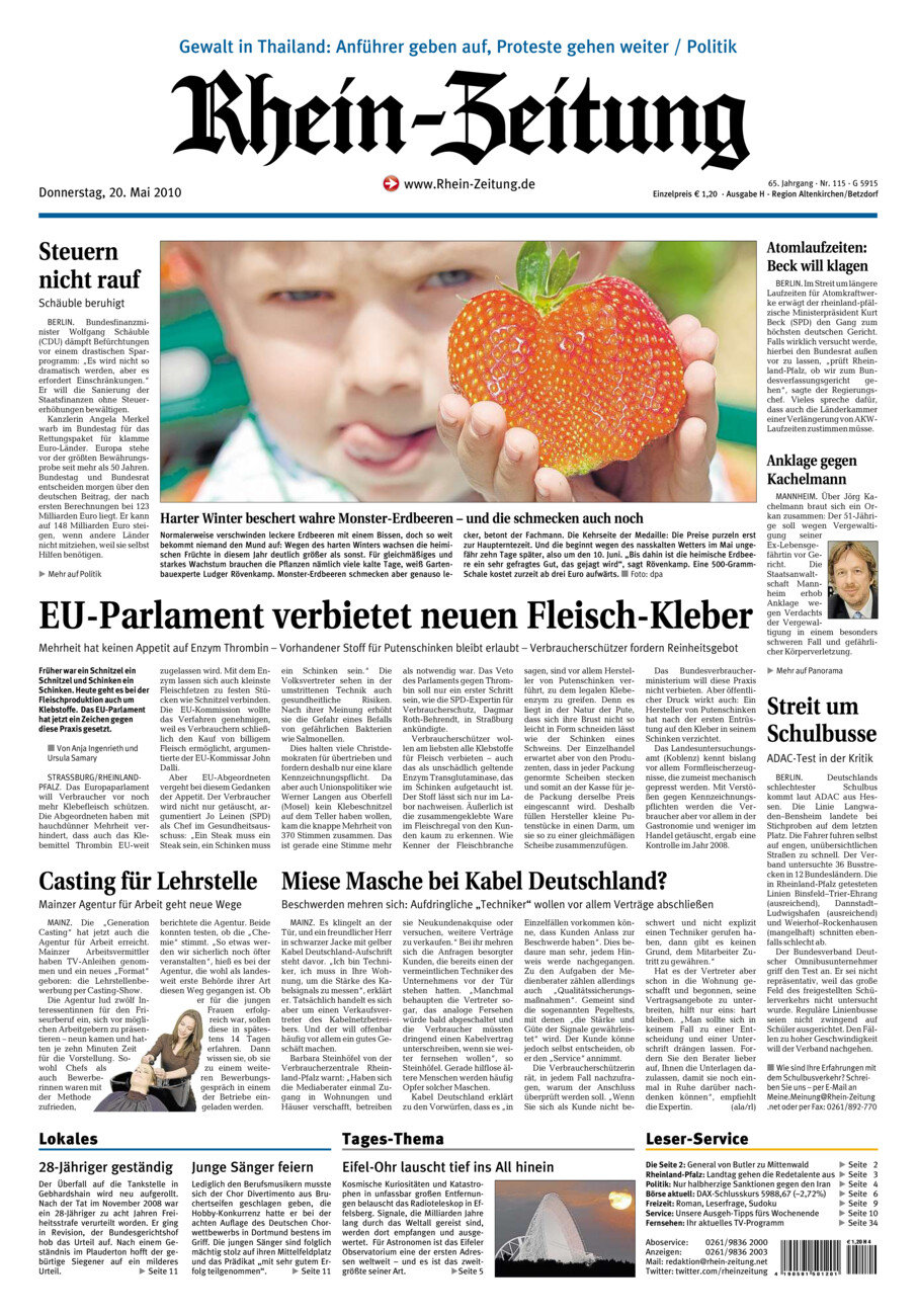 Rhein-Zeitung Kreis Altenkirchen vom Donnerstag, 20.05.2010