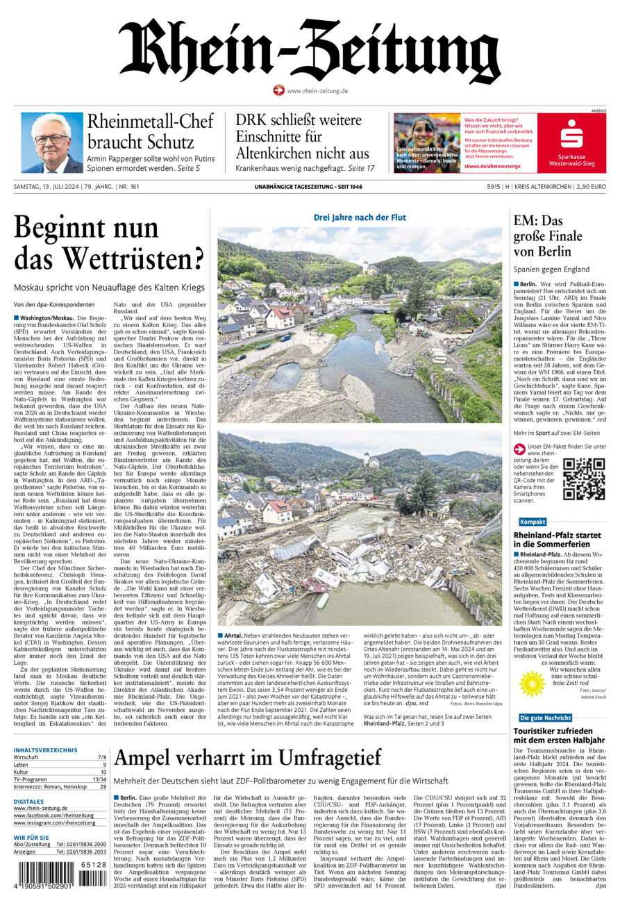 Rhein-Zeitung Kreis Altenkirchen vom Samstag, 13.07.2024