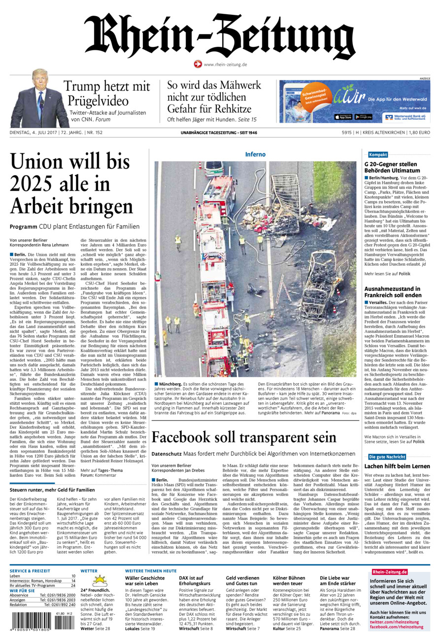 Rhein-Zeitung Kreis Altenkirchen vom Dienstag, 04.07.2017