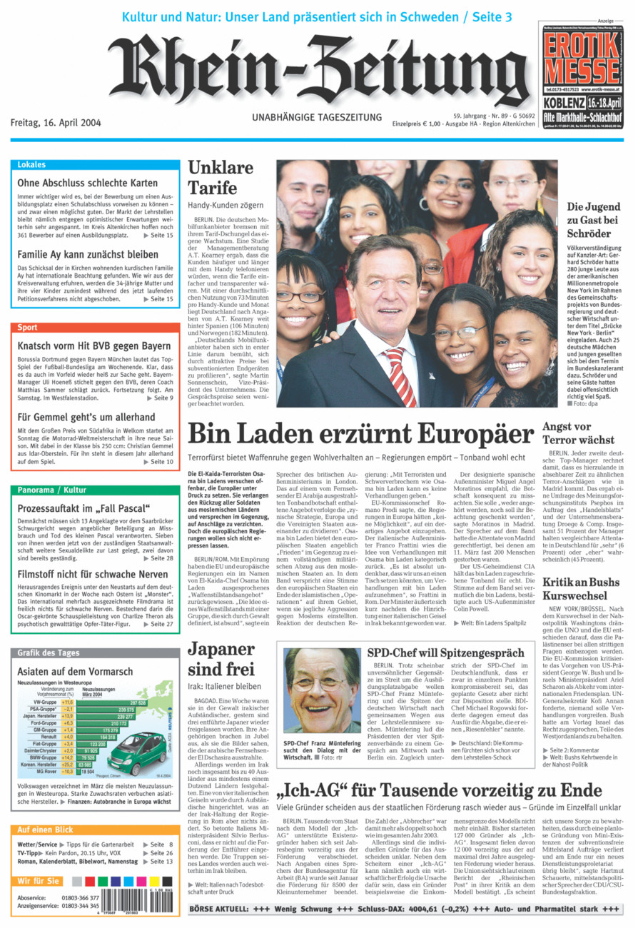Rhein-Zeitung Kreis Altenkirchen vom Freitag, 16.04.2004