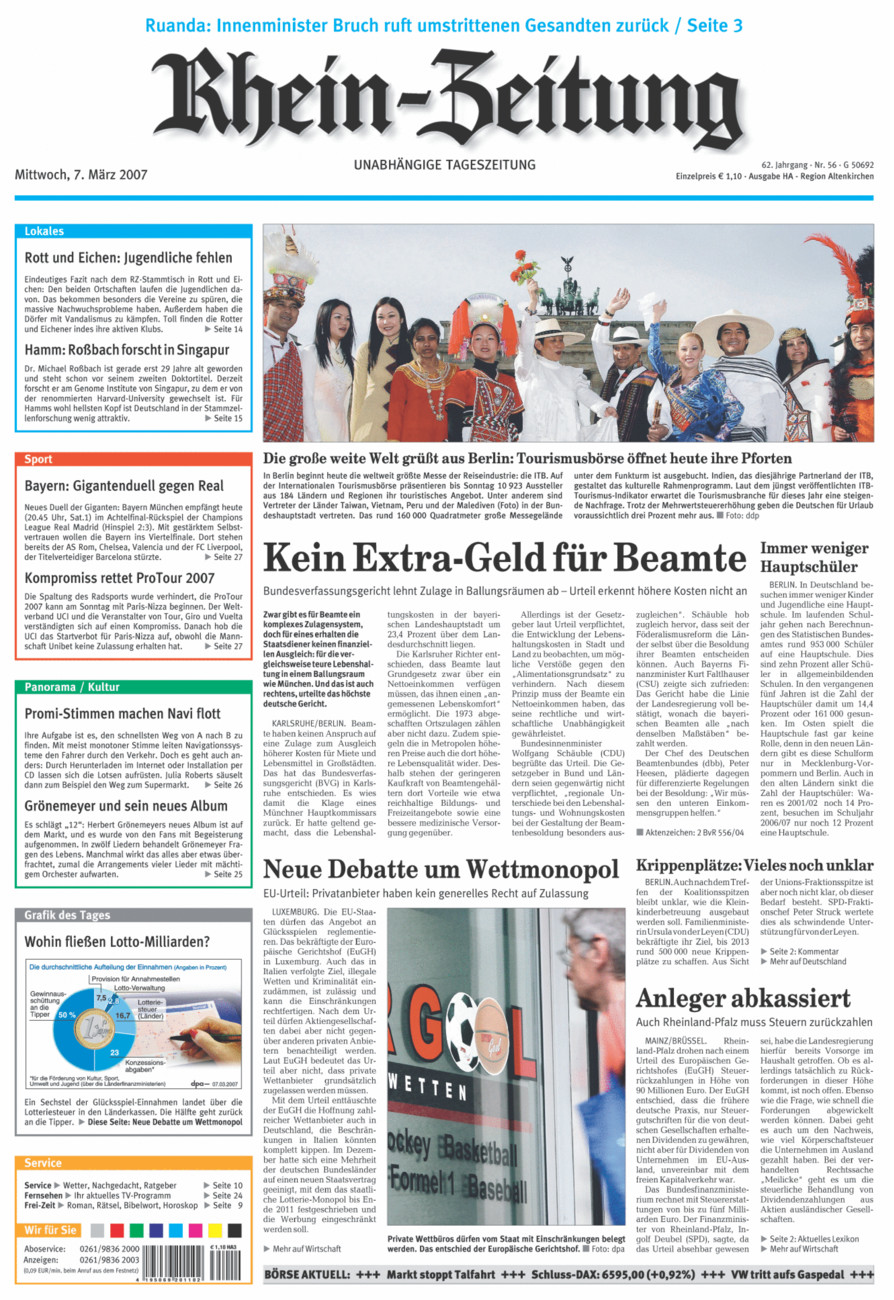 Rhein-Zeitung Kreis Altenkirchen vom Mittwoch, 07.03.2007