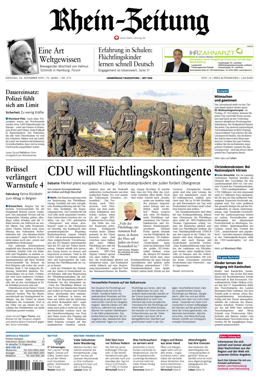 Rhein-Zeitung Kreis Altenkirchen vom Dienstag, 24.11.2015