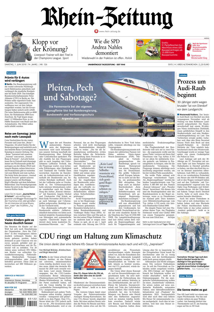 Rhein-Zeitung Kreis Altenkirchen vom Samstag, 01.06.2019