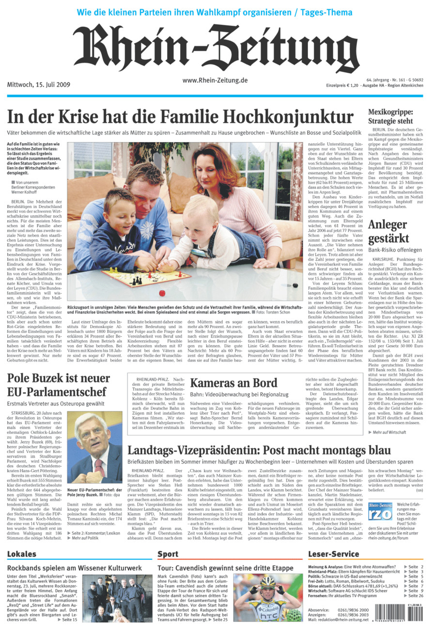 Rhein-Zeitung Kreis Altenkirchen vom Mittwoch, 15.07.2009