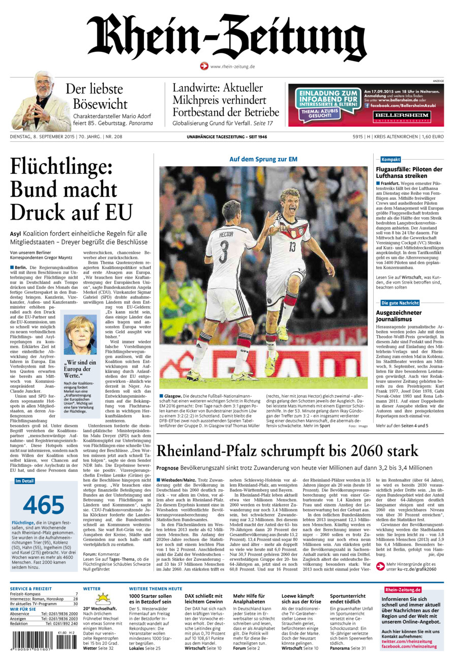 Rhein-Zeitung Kreis Altenkirchen vom Dienstag, 08.09.2015