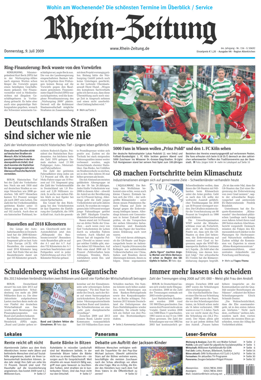 Rhein-Zeitung Kreis Altenkirchen vom Donnerstag, 09.07.2009