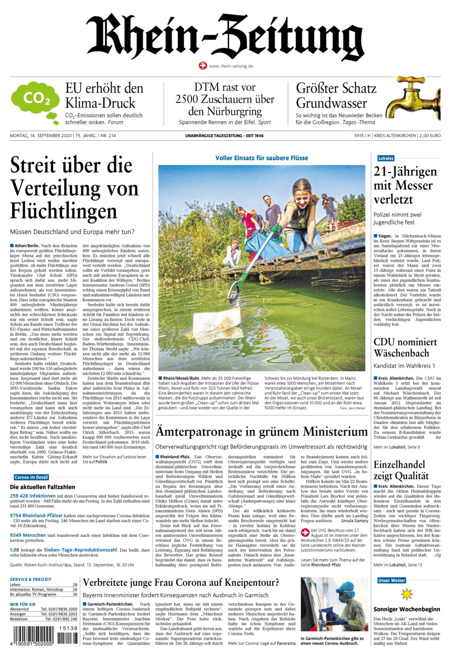 Rhein-Zeitung Kreis Altenkirchen vom Montag, 14.09.2020