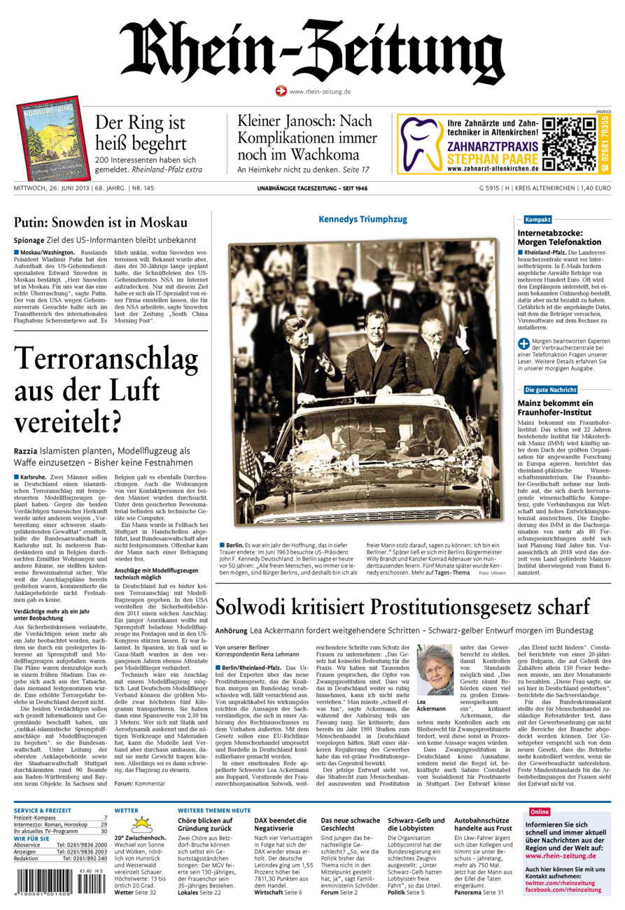 Rhein-Zeitung Kreis Altenkirchen vom Mittwoch, 26.06.2013