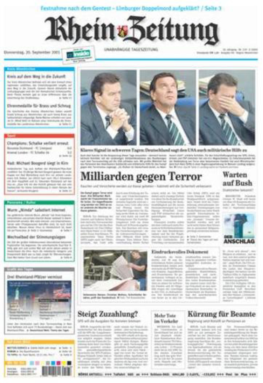Rhein-Zeitung Kreis Altenkirchen vom Donnerstag, 20.09.2001
