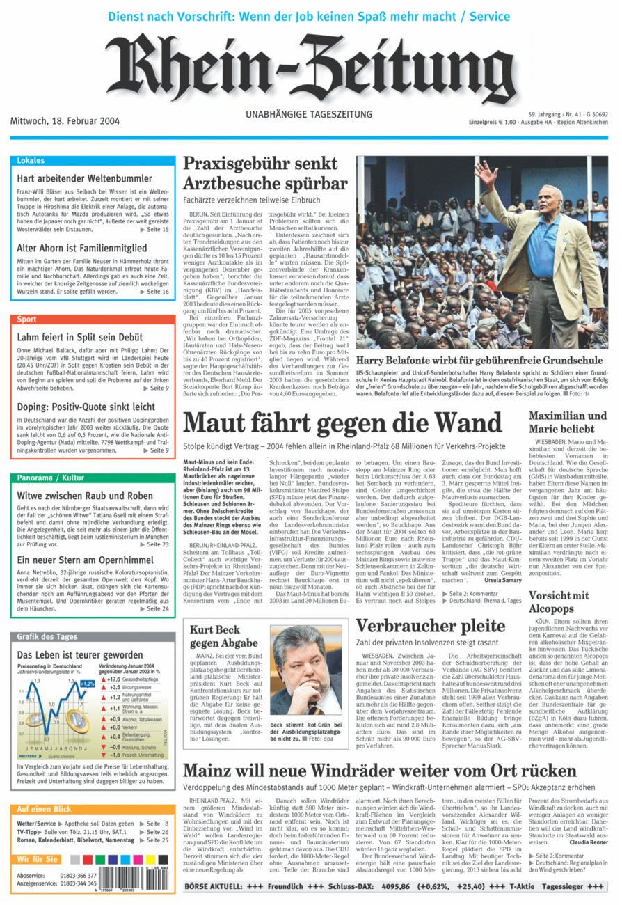 Rhein-Zeitung Kreis Altenkirchen vom Mittwoch, 18.02.2004