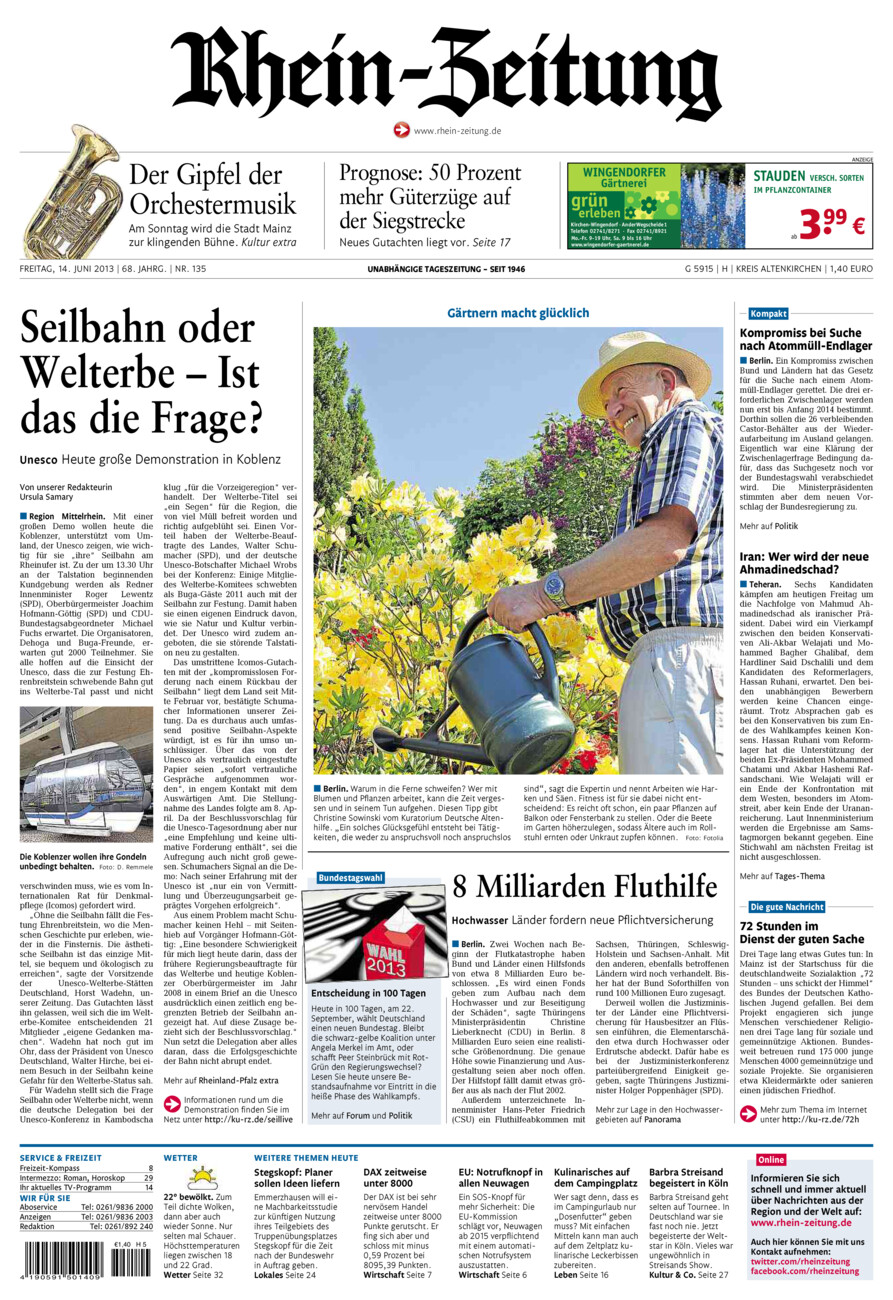 Rhein-Zeitung Kreis Altenkirchen vom Freitag, 14.06.2013