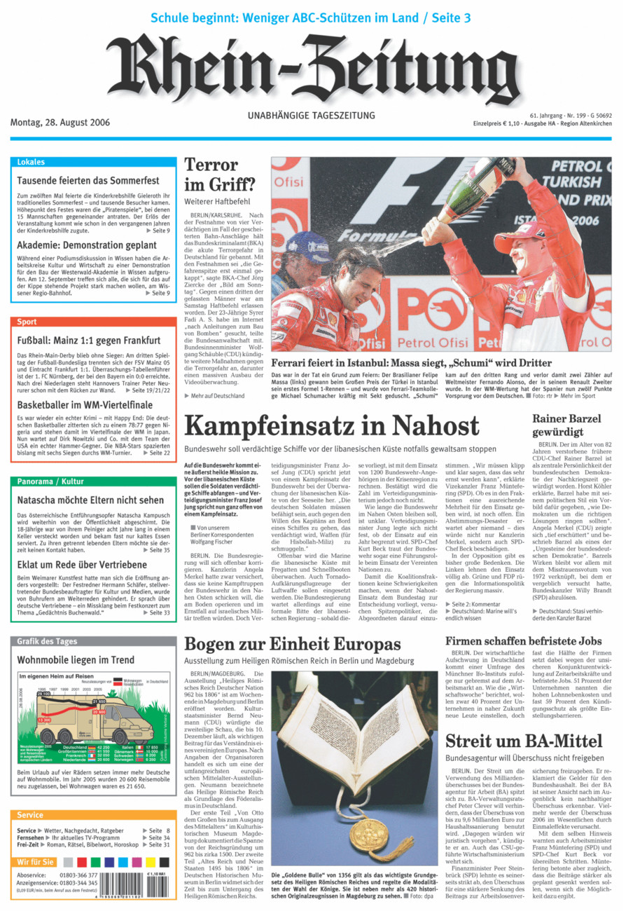 Rhein-Zeitung Kreis Altenkirchen vom Montag, 28.08.2006