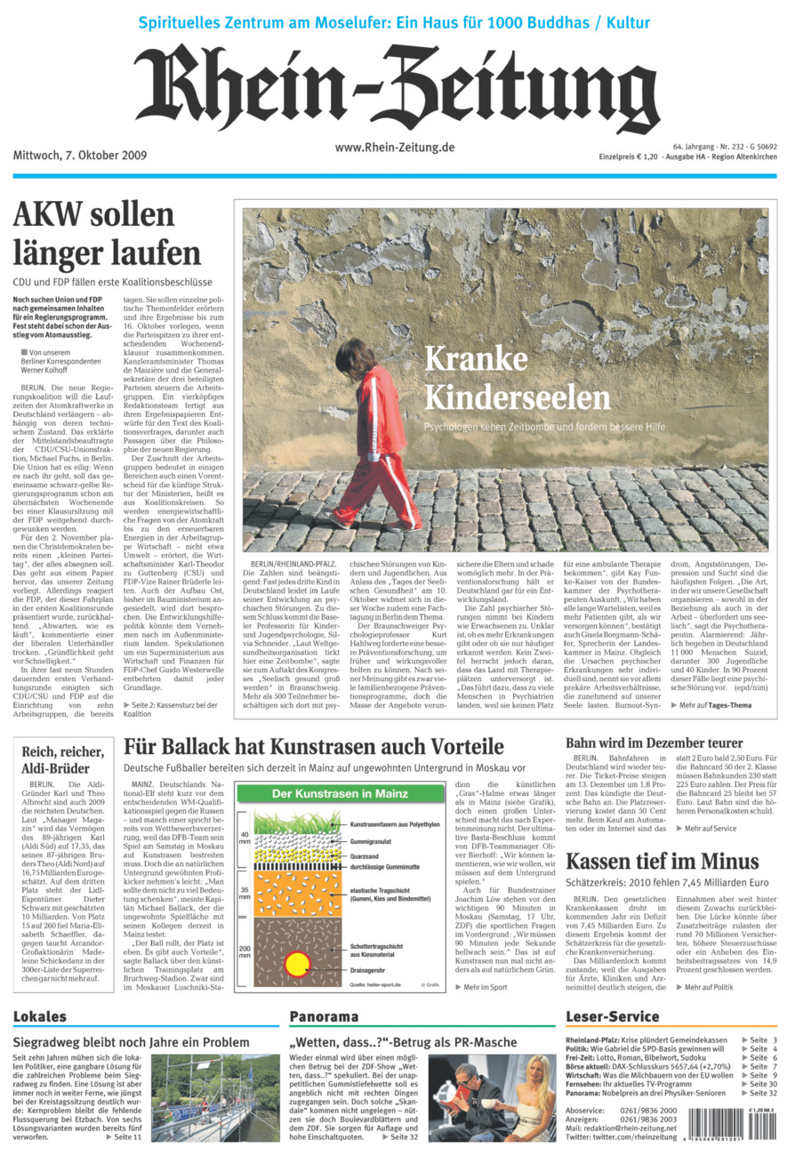 Rhein-Zeitung Kreis Altenkirchen vom Mittwoch, 07.10.2009