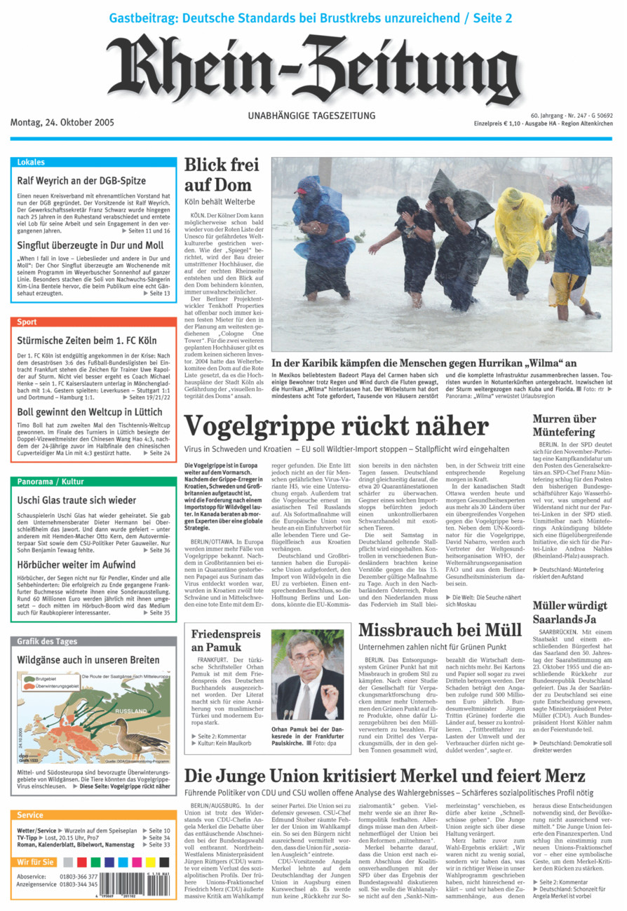 Rhein-Zeitung Kreis Altenkirchen vom Montag, 24.10.2005