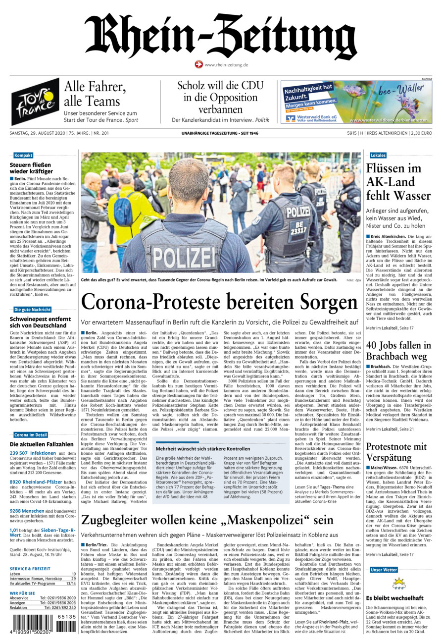Rhein-Zeitung Kreis Altenkirchen vom Samstag, 29.08.2020