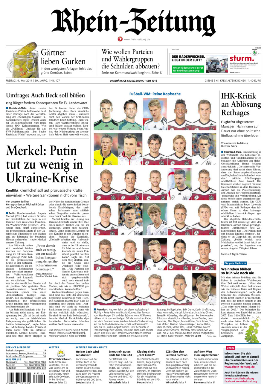 Rhein-Zeitung Kreis Altenkirchen vom Freitag, 09.05.2014
