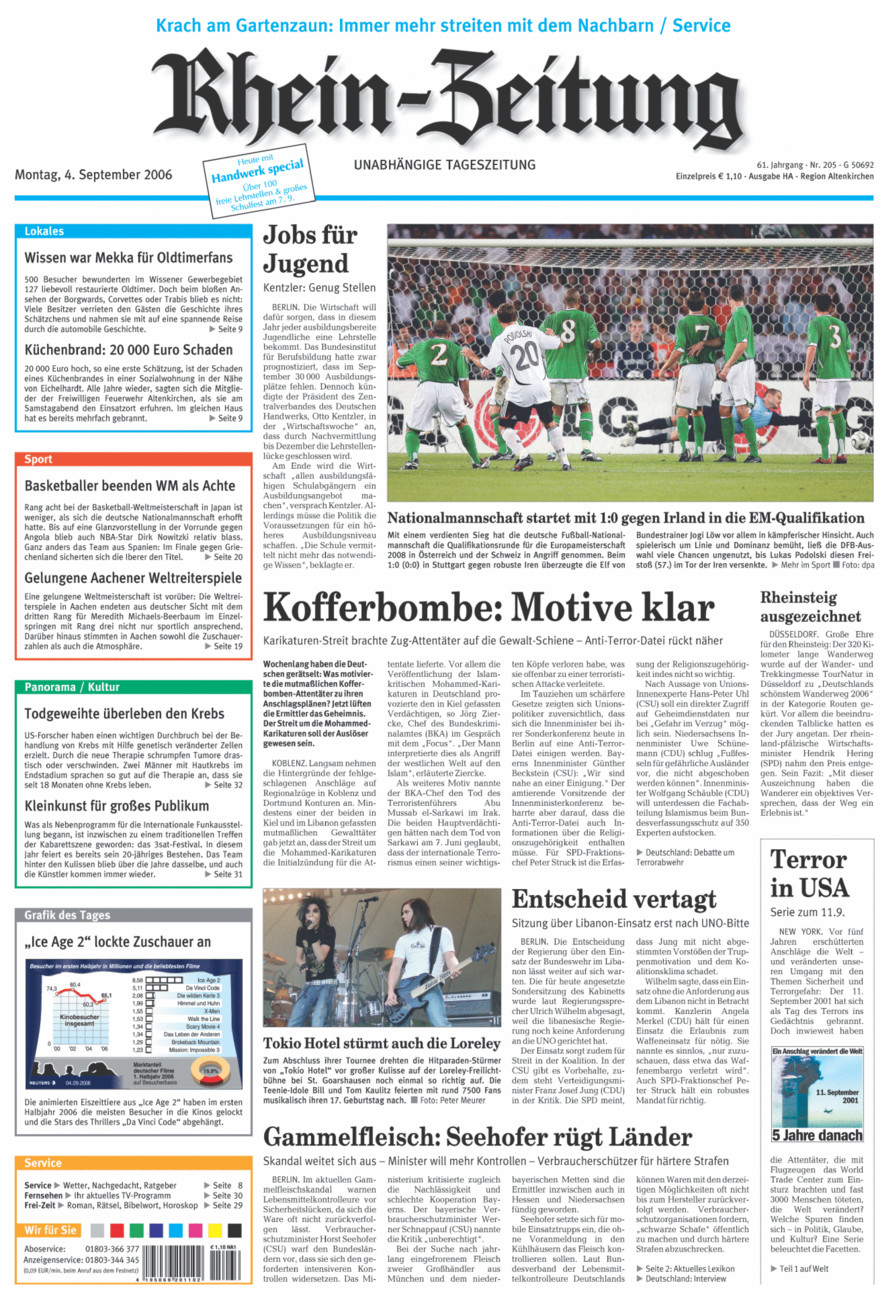 Rhein-Zeitung Kreis Altenkirchen vom Montag, 04.09.2006