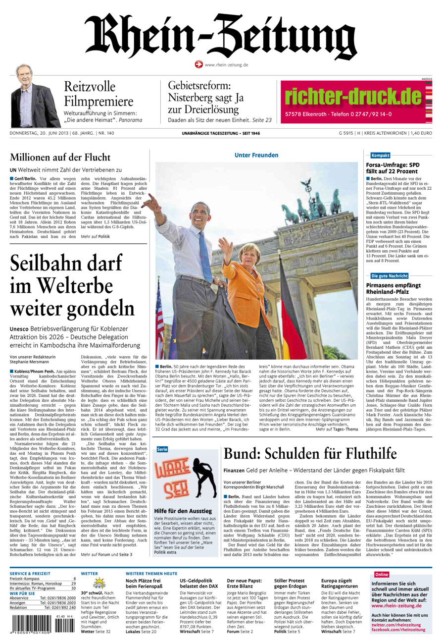 Rhein-Zeitung Kreis Altenkirchen vom Donnerstag, 20.06.2013