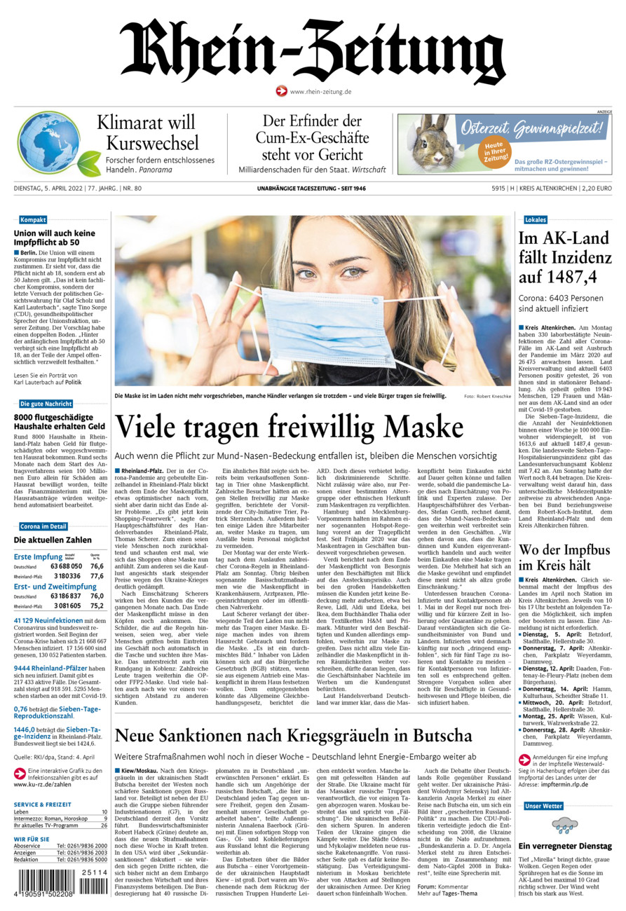 Rhein-Zeitung Kreis Altenkirchen vom Dienstag, 05.04.2022