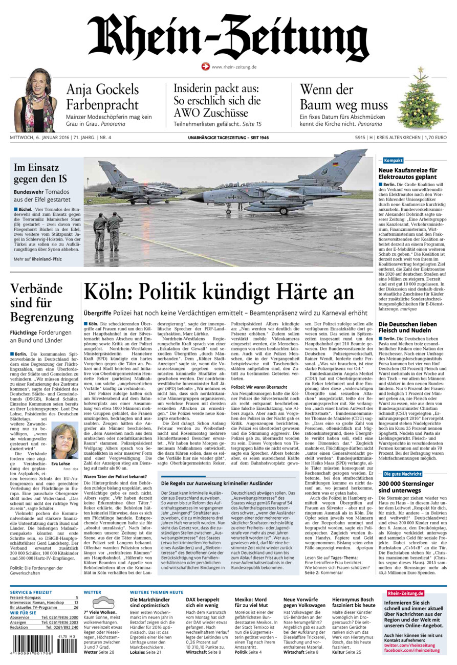 Rhein-Zeitung Kreis Altenkirchen vom Mittwoch, 06.01.2016
