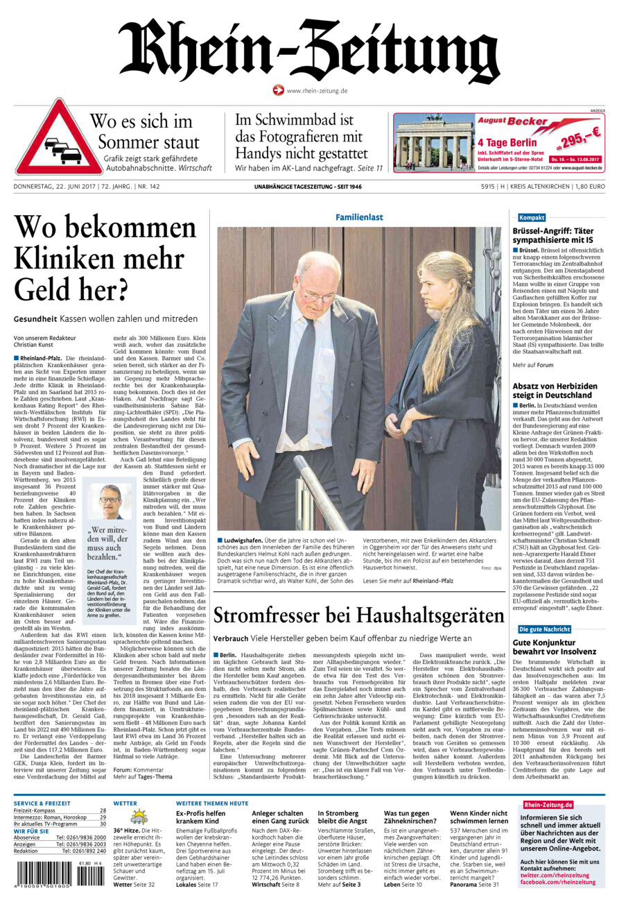 Rhein-Zeitung Kreis Altenkirchen vom Donnerstag, 22.06.2017