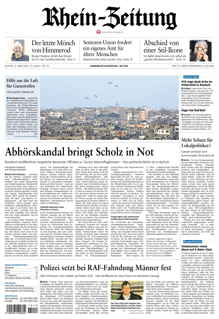 Rhein-Zeitung Kreis Altenkirchen vom Montag, 04.03.2024
