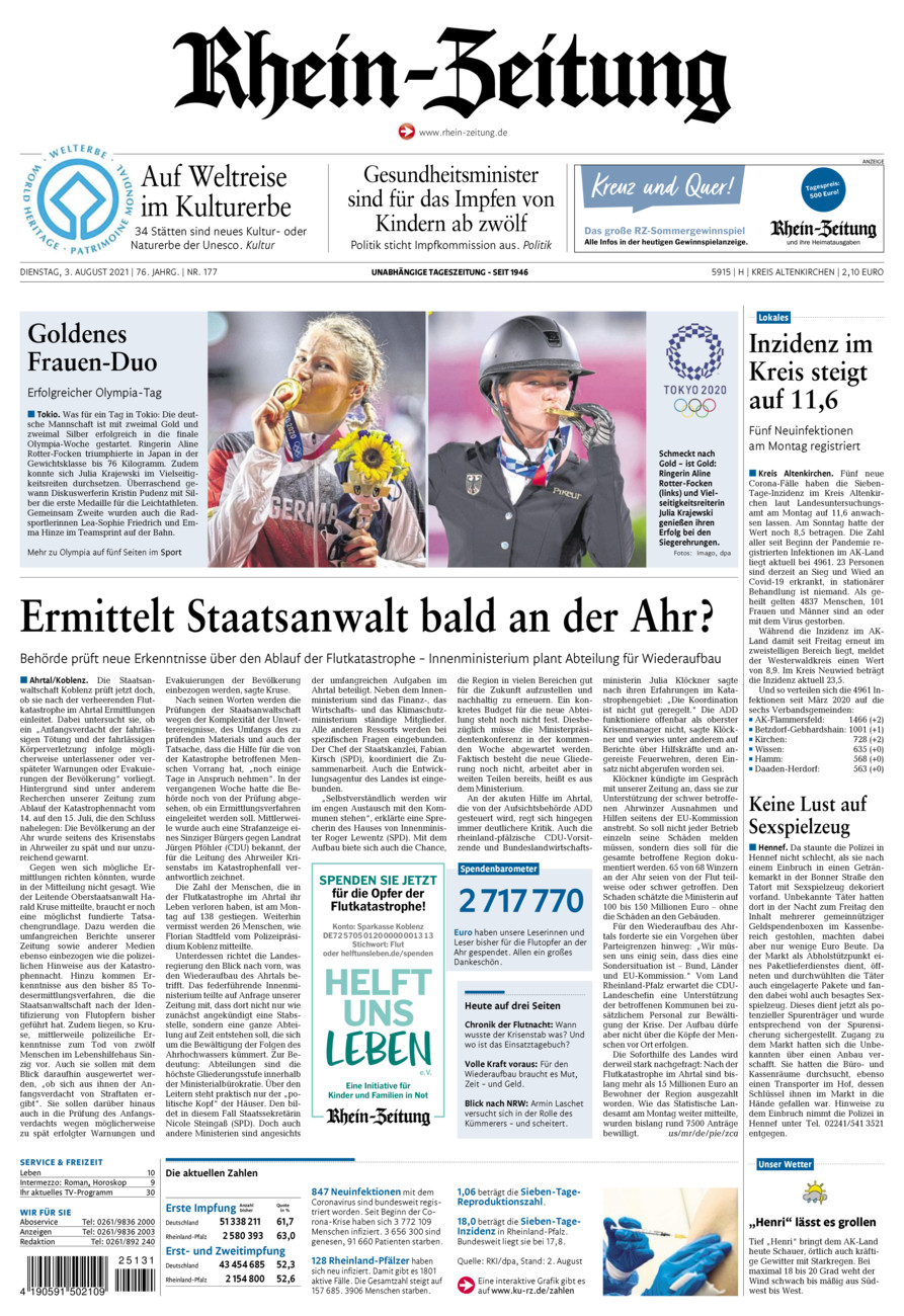 Rhein-Zeitung Kreis Altenkirchen vom Dienstag, 03.08.2021