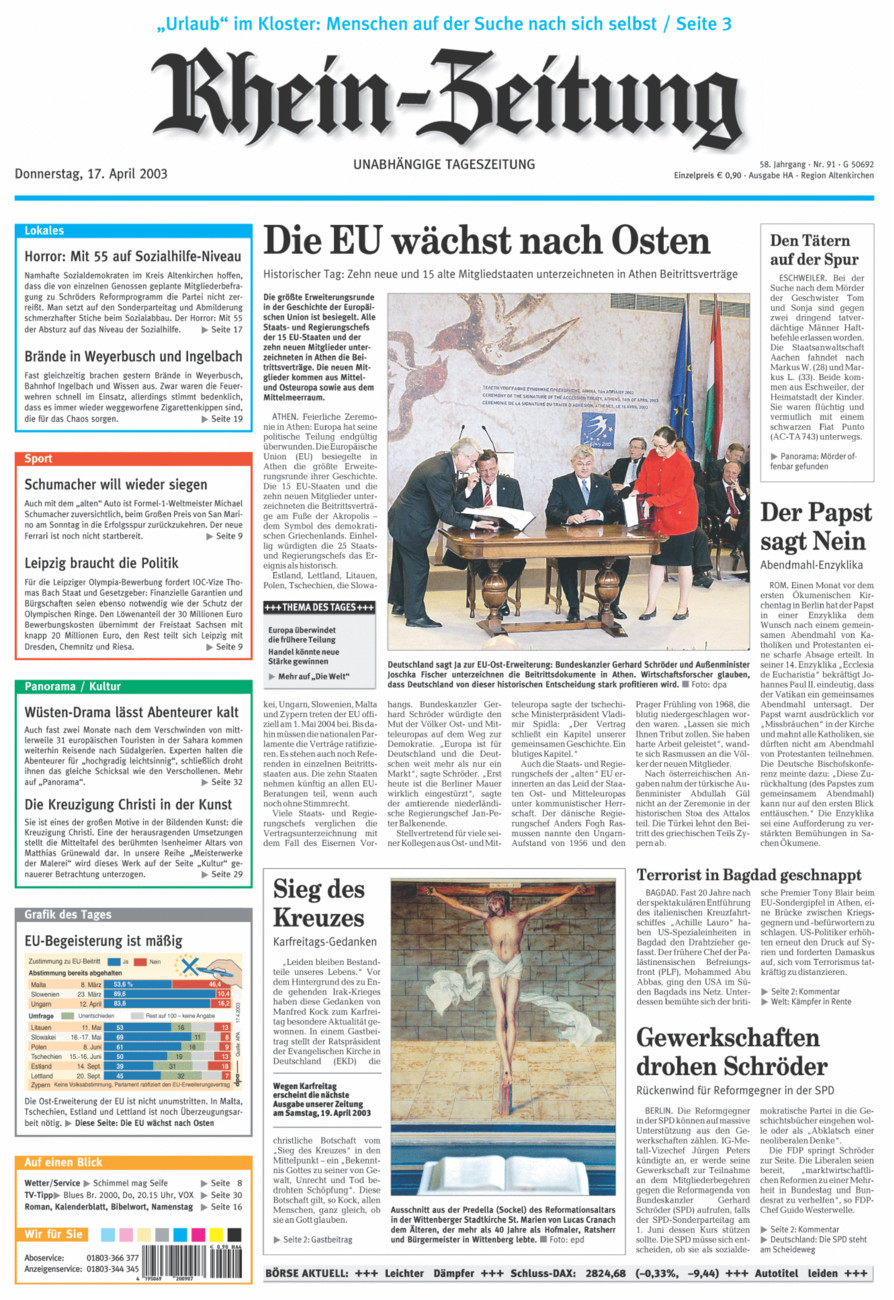 Rhein-Zeitung Kreis Altenkirchen vom Donnerstag, 17.04.2003