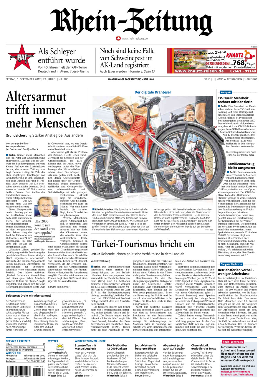 Rhein-Zeitung Kreis Altenkirchen vom Freitag, 01.09.2017