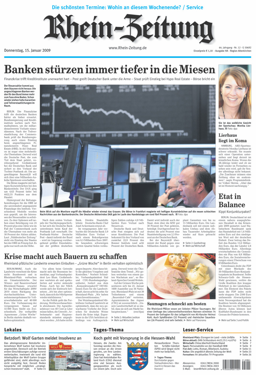 Rhein-Zeitung Kreis Altenkirchen vom Donnerstag, 15.01.2009
