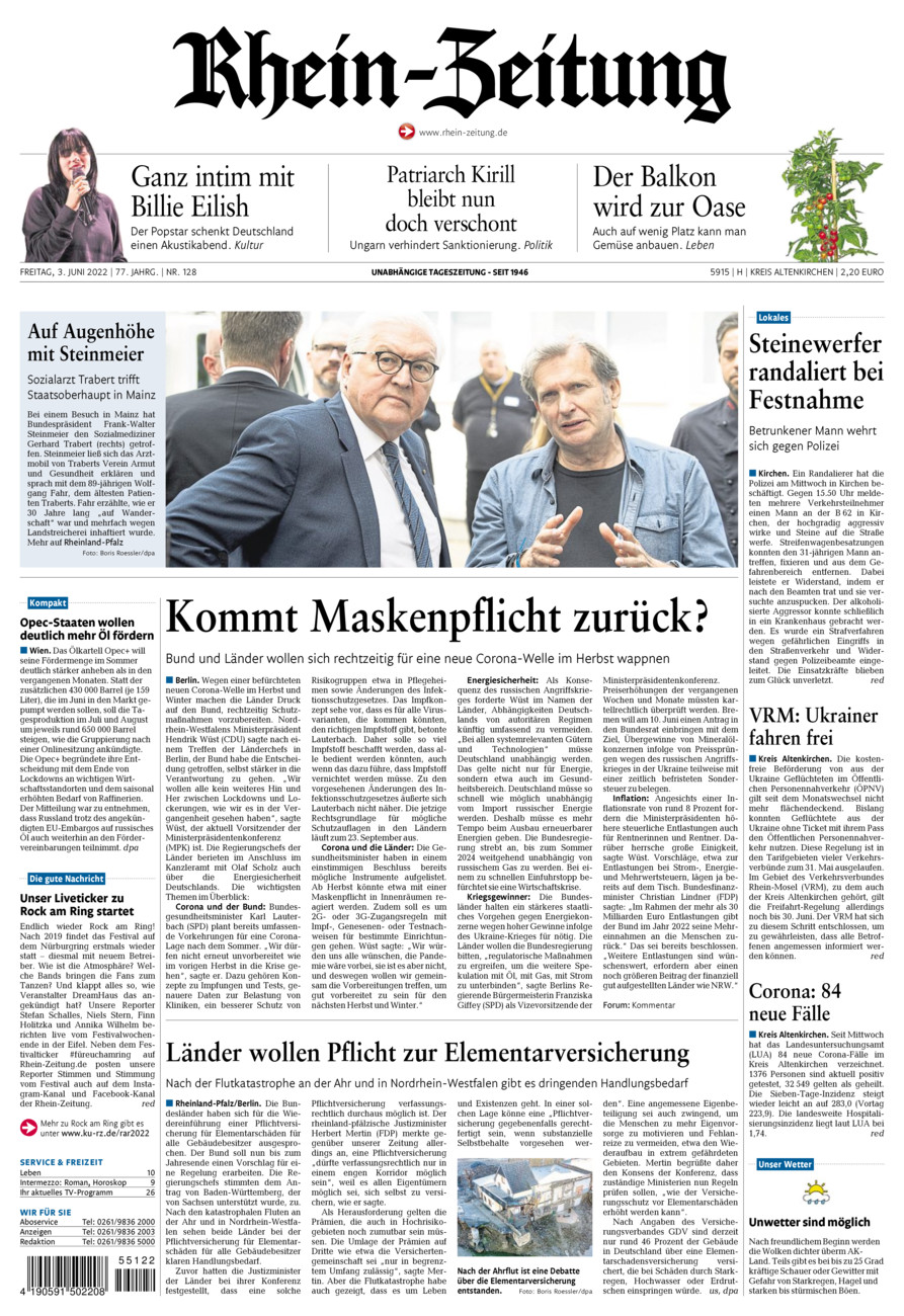 Rhein-Zeitung Kreis Altenkirchen vom Freitag, 03.06.2022