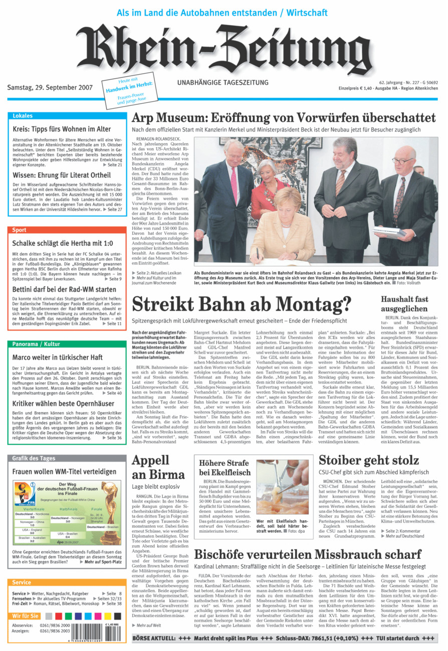 Rhein-Zeitung Kreis Altenkirchen vom Samstag, 29.09.2007