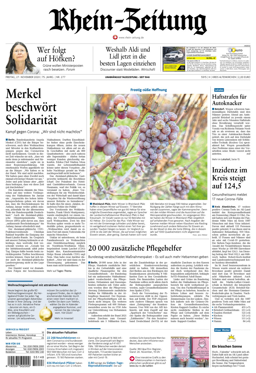Rhein-Zeitung Kreis Altenkirchen vom Freitag, 27.11.2020