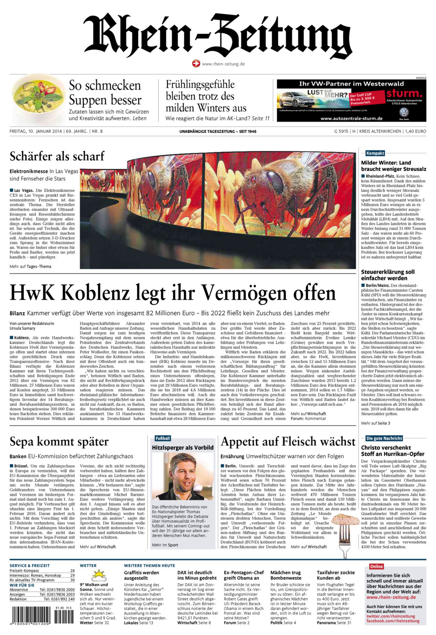 Rhein-Zeitung Kreis Altenkirchen vom Freitag, 10.01.2014