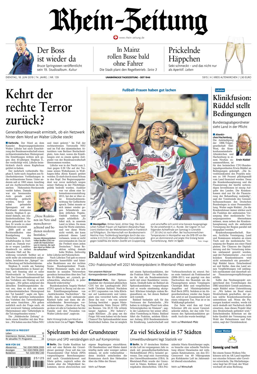 Rhein-Zeitung Kreis Altenkirchen vom Dienstag, 18.06.2019