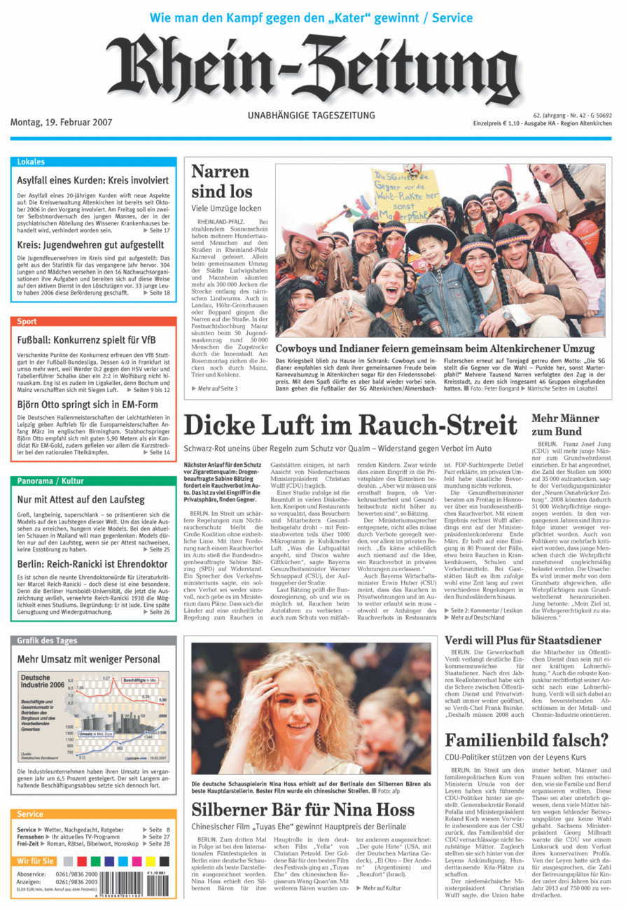 Rhein-Zeitung Kreis Altenkirchen vom Montag, 19.02.2007