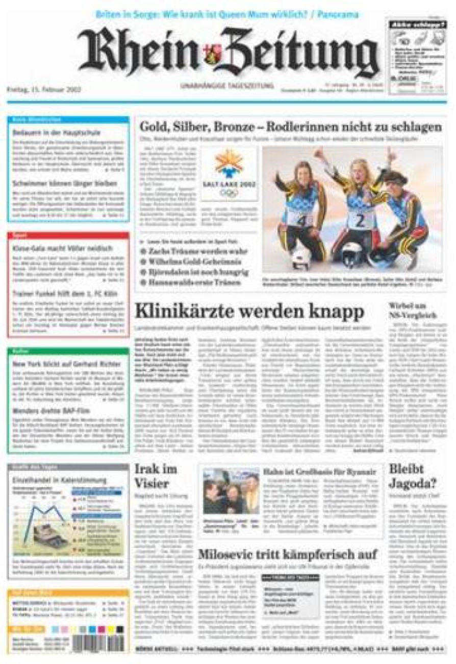 Rhein-Zeitung Kreis Altenkirchen vom Freitag, 15.02.2002
