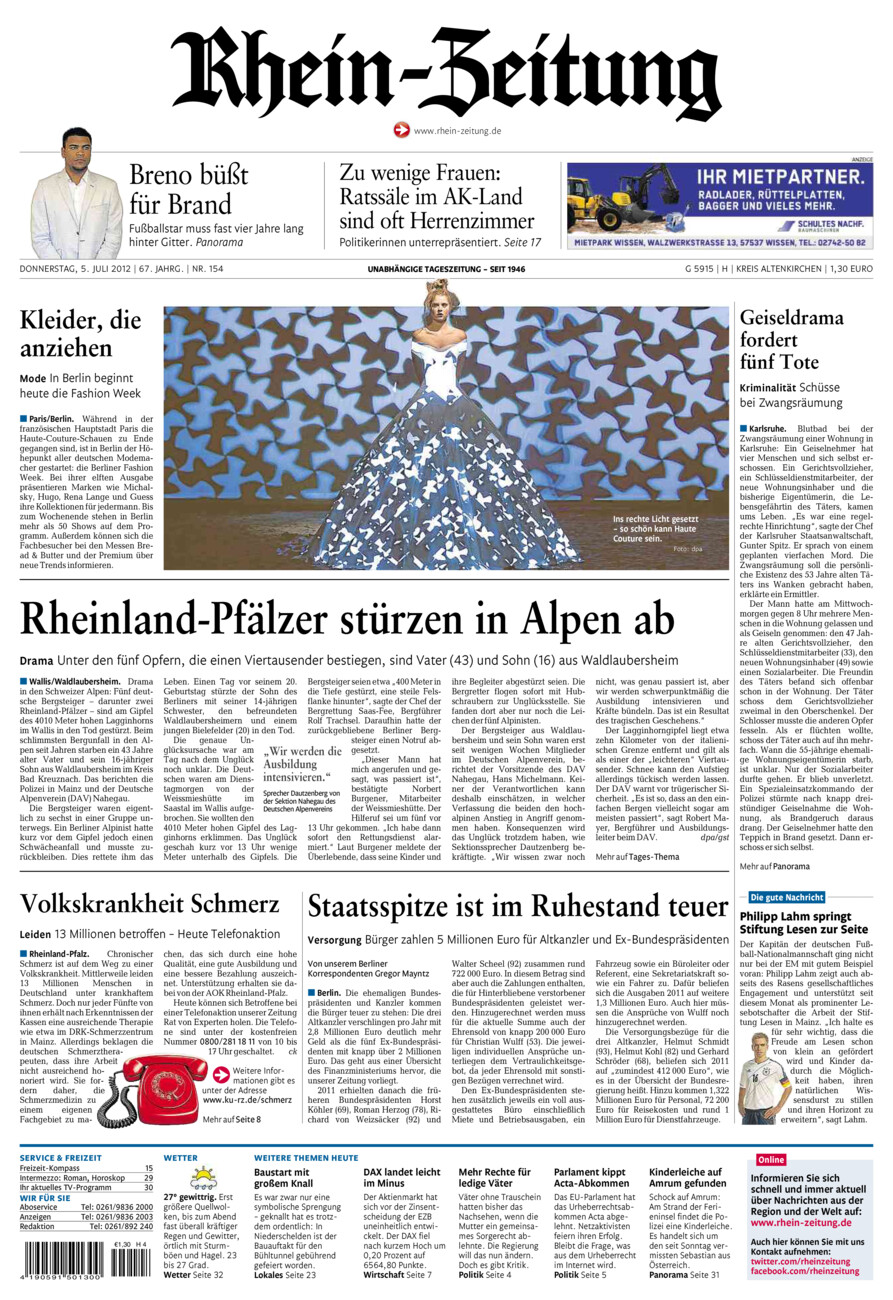 Rhein-Zeitung Kreis Altenkirchen vom Donnerstag, 05.07.2012